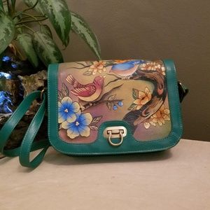 Anuschka hand-painted flap over crossbody bag
